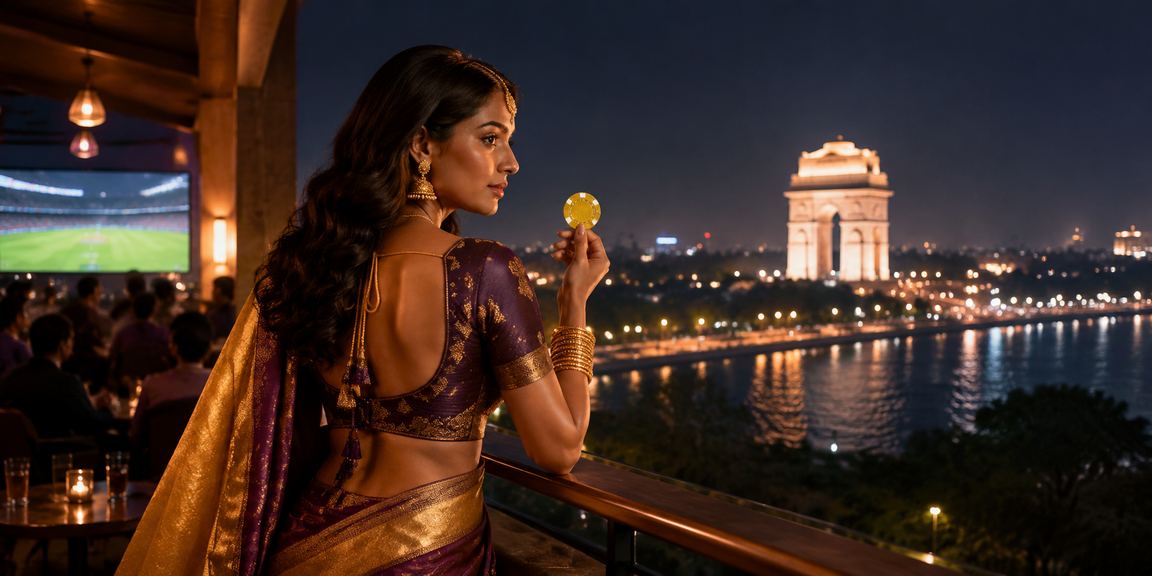 Excited player enjoying cricket betting promotions near India Gate Delhi
